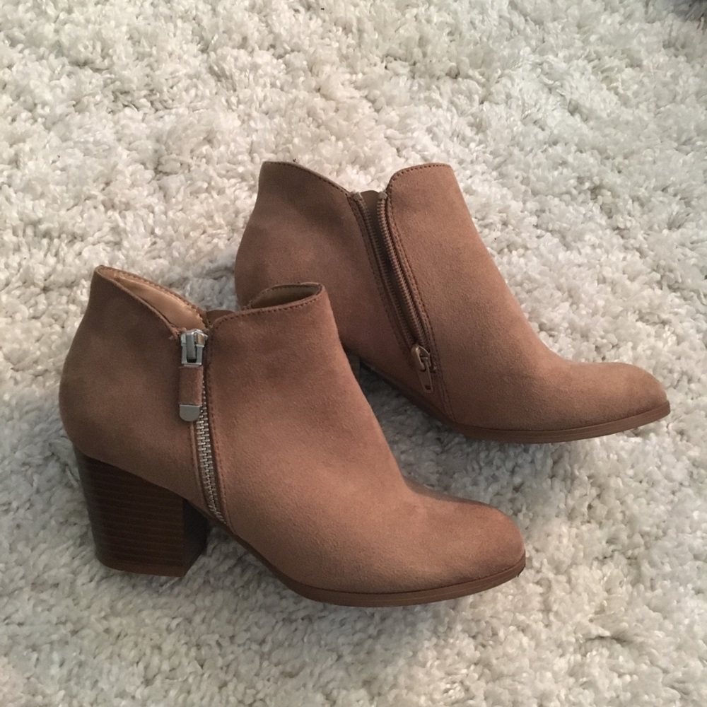 Tan suede booties